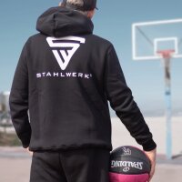STAHLWERK Hoodie / hooded sweatshirt / hooded sweat jacket with zipper in black with logo print, size XL