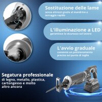 STAHLWERK Seghetto alternativo a batteria BRS-20 ST Seghetto alternativo / seghetto alternativo / sega universale con batteria agli ioni di litio da 20 Volt, 4 Ah, mandrino a serraggio rapido,