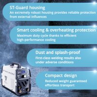 STAHLWERK DC TIG 200 Puls Pro full equipment - Digital professional TIG welder with MMA E-Hand and pulse function, suitable for thin sheet metal