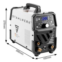 STAHLWERK 2-in-1 Combination Welder DC TIG 200 Pulse Pro - Fully Equipped - Digital Professional TIG Welder with MMA E-Hand and Pulse Function, Suitable for Thin Sheet Metal