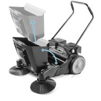 STAHLWERK sweeper SLW-55 ST with 1000 mm sweeping width, 55 l capacity and 5 l water tank for dry and wet cleaning, hand sweeper / wet floor sweeper with double brush head