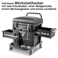 STAHLWERK Mobiler Werkstatthocker MWH-300 ST mit zwei...