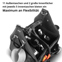 STAHLWERK Werkzeugtasche mit 11 Au&szlig;entaschen und 2...