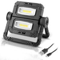 STAHLWERK LED Baustrahler LAL-20 ST mit 20 Watt, 1500 Lumen, USB und 3,7 V Akku mit 5000 mAh, LED Arbeitsleuchte / Scheinwerfer / Flutlicht / Fluter