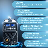 STAHLWERK MIG MAG 200 Puls Pro Schutzgas Schwei&szlig;ger&auml;t Vollsynergisches 5 in 1 Kombiger&auml;t mit echten 200 A und 4 Rollen Antrieb, F&uuml;lldraht, MIG MAG, ARC MMA, Lift TIG, MIG Puls f&uuml;r Alu Schwei&szlig;en