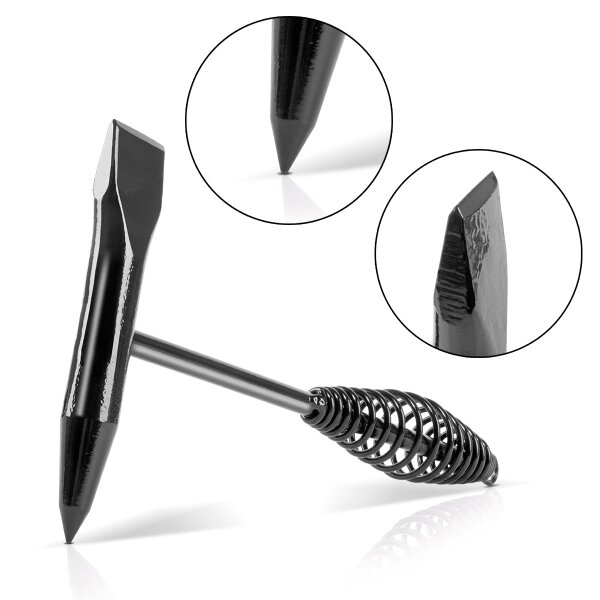 STAHLWERK Slagghammare / svetshammare 300 g robust slagghammare av stål, spetsig och platt mejsel med vibrationsreducerande handtag