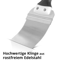 STAHLWERK Spachtel 80 mm hochwertiger Profi Edelstahl Malerspachtel / Putzspachtel mit Aluminium-Fassung und gummiertem Griff
