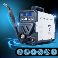 STAHLWERK MIG MAG 200 Puls Pro equipo de soldadura con gas inerte Equipo combinado 5 en 1 totalmente sin&eacute;rgico con 200 amperios aut&eacute;nticos que incluye antorcha de soldadura de aluminio AK25/MB25, juego de piezas de desgaste para soldadura de aluminio