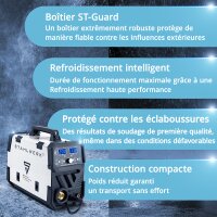 STAHLWERK MIG MAG 200 Puls Pro Poste de soudage &agrave; gaz inerte Appareil combin&eacute; enti&egrave;rement synergique 5 en 1 avec 200 amp&egrave;res r&eacute;els, y compris torche de soudage en aluminium AK25/MB25, kit de pi&egrave;ces dusure pour le soudage de laluminium
