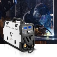 STAHLWERK MIG MAG 200 Puls Pro Schutzgas Schwei&szlig;ger&auml;t Vollsynergisches 5 in 1 Kombiger&auml;t mit echten 200 Ampere inklusive AK25/MB25 Alu-Schwei&szlig;brenner, Verschlei&szlig;teile-Set f&uuml;r Aluminium-Schwei&szlig;en