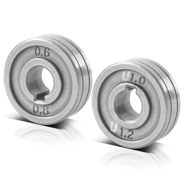STAHLWERK Set of 2 wire guide roll / wire feed roll with 0,6 / 0,8 mm V-profile and 1,0 / 1,2 mm U-profile for welding of aluminum, flux cored wire and solid wire with MIG MAG welding equipment