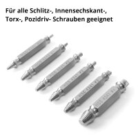 STAHLWERK Linksausdreher / Schraubenentferner / besch&auml;digte Schrauben Ausdreher 6er Set / geh&auml;rteter HSS 4341 Stahl