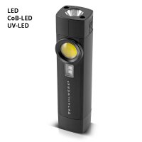 STAHLWERK LED Arbeitsleuchte AL-3 ST Leistungsstarke 5 Watt Taschenlampe / Werkstattlampe mit 4 Leucht-Modi inklusive UV-Licht, integriertem Akku, Magnet und USB-Anschluss