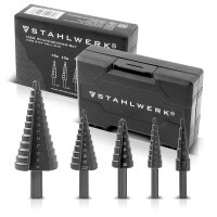 STAHLWERK HSS step drill / taper drill set 5 pieces with...