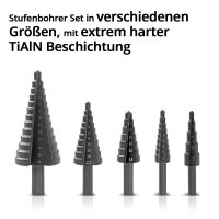 STAHLWERK HSS Stufenbohrer / Kegelbohrer Set 5 Teile mit...