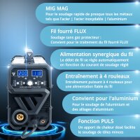 STAHLWERK MIG MAG 200 Puls Pro Poste de soudage sous gaz protecteur Equipement complet Appareil combin&eacute; 5 en 1 enti&egrave;rement synergique avec v&eacute;ritable 200 amp&egrave;res AK25/MB25 Set de pi&egrave;ces dusure en aluminium pour le soudage de laluminium