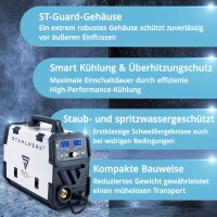 STAHLWERK MIG MAG 200 Puls Pro Schutzgas Schwei&szlig;ger&auml;t Vollausstattung Vollsynergisches 5 in 1 Kombiger&auml;t mit echten 200 Ampere AK25/MB25 Alu-Verschlei&szlig;teile-Set f&uuml;r Aluminium-Schwei&szlig;en