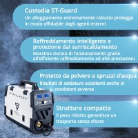 STAHLWERK MIG MAG 200 Puls Pro Saldatrice a gas di protezione Completamente equipaggiata Dispositivo combinato 5 in 1 completamente sinergico con set di parti di usura in alluminio originali da 200 amp AK25/MB25 per la saldatura dellalluminio