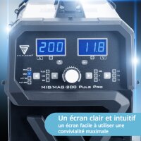STAHLWERK MIG MAG 200 Puls Pro Poste de soudage sous gaz protecteur Equipement complet Appareil combin&eacute; 5 en 1 enti&egrave;rement synergique avec v&eacute;ritable 200 amp&egrave;res AK25/MB25 Set de pi&egrave;ces dusure en aluminium pour le soudage de laluminium