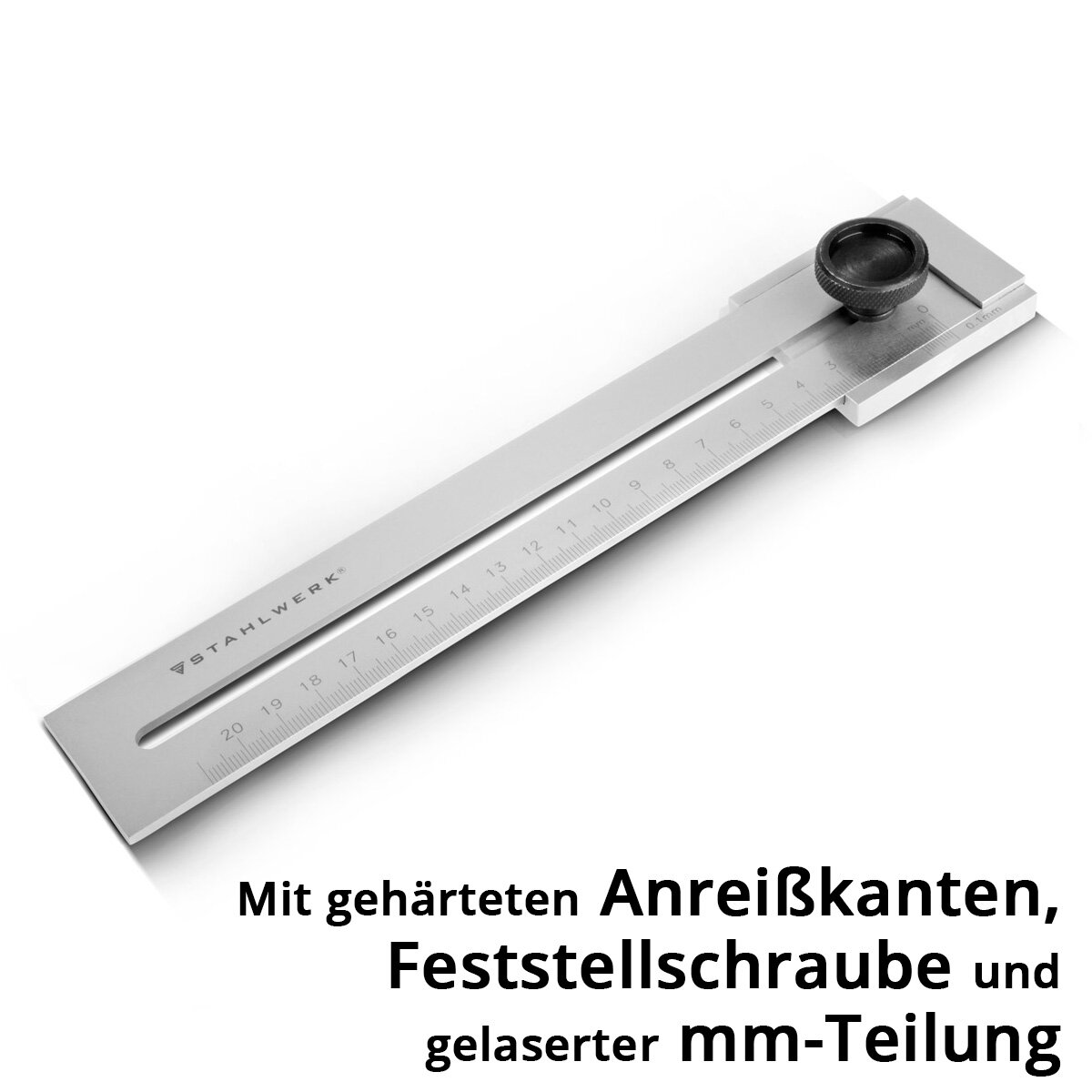 STAHLWERK Streichmaß 200 mm 0,1 mm Nonius, Anreißwerkzeug Markierungsl ...