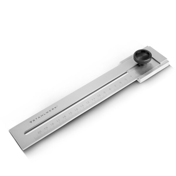 Produktbild von Streichmaß Aus Messing, Alu & Edelstahl – Metrisch Und Zoll, 0–15 Cm, Für Präzises Anreißen In Der Holzbearbeitung