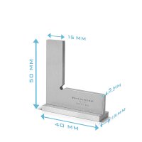 STAHLWERK Stopvinkel 90° 50 x 40 mm DIN 875/1 Montørvinkel / vinkelstop / præcisionsvinkel af rustfrit stål