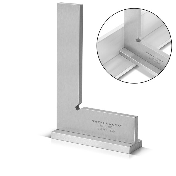 Squadra Di Precisione In Acciaio Inox 50x40 Mm, Temperata, Norma DIN 875/1, Per Lavori Di Falegnameria E Meccanica