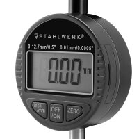 STAHLWERK Digitale Messuhr mit 0-12,7 mm (0,5&quot;) Messbereich, Messtaster f&uuml;r Pr&auml;zisionsmessungen in Millimeter und Zoll