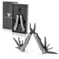 STAHLWERK Multitool with 13 tools, high quality pocket knife / folding knife / multi-function tool with knife, saw, file, combination pliers, wire cutter, screwdriver etc.