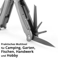 STAHLWERK Multitool mit 13 Werkzeugen, hochwertiges Taschenmesser / Klappmesser/ Multifunktionswerkzeug mit Messer, S&auml;ge, Feile, Kombizange, Drahtschneider, Schraubendreher etc.