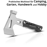 STAHLWERK Multitool / Multifunktionswerkzeug / Hammer Axt / Survival Kit mit Taschenmesser LED Taschenlampe Schraubendreher Set