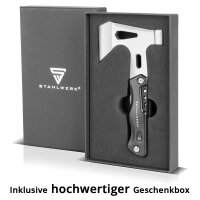 STAHLWERK Multitool / Multifunktionswerkzeug / Hammer Axt / Survival Kit mit Taschenmesser LED Taschenlampe Schraubendreher Set