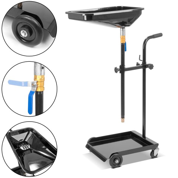 STAHLWERK Separator oleju OD-110 ST, wózek do zbierania oleju / miska olejowa / urzadzenie do spuszczania oleju z lejkiem o regulowanej wysokosci do zbierania zuzytego oleju podczas wymiany oleju w