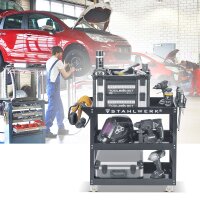 STAHLWERK Carro de herramientas  con capacidad de carga de 200 kg, robusto carro de taller / carro rodante / carro de transporte / carro de montaje con 3 plataformas de carga