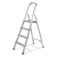 STAHLWERK Trapladder HL-4 ST 150 kg, 4 treden, stahoogte 78 cm, aluminium ladder / vouwladder / trapladder / multifunctionele ladder met antislip sporten inclusief 7 jaar fabrieksgarantie
