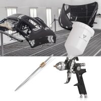 STAHLWERK HVLP-sprutepistol SG-600 ST med 1,4 mm munstycke och 600 ml flödesbägare, hållare för sprutpistol, professionell sprutpistol / sprutpistol / sprutpistol