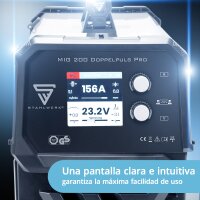 STAHLWERK Soldadora MIG MAG 200 Double Pulse Pro totalmente equipada con antorcha de soldadura AK25 y juego de piezas de desgaste AK25