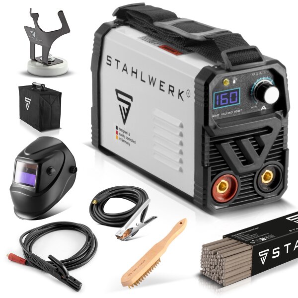 STAHLWERK ARC 160 MD welder full equipment - DC MMA | E-Hand | Lift-TIG inverter with 160 amps, IGBT technology and single board, 7 years manufacturer warranty