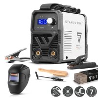 STAHLWERK ARC 160 MD Poste de soudage &agrave; &eacute;lectrodes enti&egrave;rement &eacute;quip&eacute; - DC MMA, E-Hand, Lift-TIG Welder | R&eacute;glage en continu | V&eacute;ritable 160 amp&egrave;res | Tr&egrave;s compact et l&eacute;ger | Hot-Start, Anti-Stick, Smart-K&uuml;hling | Technologie IGBT