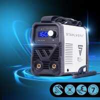 STAHLWERK ARC 160 MD Vollausstattung Elektroden-Schwei&szlig;ger&auml;t - DC MMA, E-Hand, Lift-TIG Welder | Stufenlos regelbar | Echte 160 Ampere | Sehr kompakt und leicht | Hot-Start, Anti-Stick, Smart-K&uuml;hlung | IGBT-Technologie