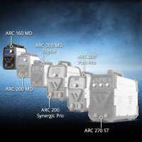 STAHLWERK ARC 160 MD Poste de soudage &agrave; &eacute;lectrodes enti&egrave;rement &eacute;quip&eacute; - DC MMA, E-Hand, Lift-TIG Welder | R&eacute;glage en continu | V&eacute;ritable 160 amp&egrave;res | Tr&egrave;s compact et l&eacute;ger | Hot-Start, Anti-Stick, Smart-K&uuml;hling | Technologie IGBT