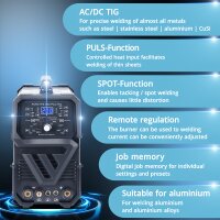 STAHLWERK AC/DC TIG 200 Pulse Pro - Digit&aacute;ln&iacute; sv&aacute;řečka | invertor s 200 amp&eacute;ry, funkc&iacute; ARC/MMA, pamět&iacute; &uacute;loh a technologi&iacute; IGBT, vhodn&aacute; pro hlin&iacute;k a tenk&eacute; plechy
