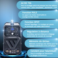 STAHLWERK AC/DC TIG 200 Puls Pro - Poste &agrave; souder num&eacute;rique | Inverter avec 200 amp&egrave;res, fonction ARC/MMA, m&eacute;moire de t&acirc;ches et technologie IGBT, convient pour laluminium et les t&ocirc;les fines, 7 ans de