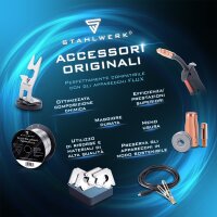 STAHLWERK set di 3 fili animati FLUX E71T-GS 0,9 mm | bobina di filo da 0,45 kg D100 | bobina di filo per mandrino da 16 mm | filo per saldatura premium | filo di apporto | filo per saldatura universale | elettrodo per filo animato | MIG MAG