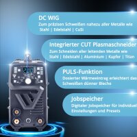 STAHLWERK Spawarka kombinowana 4 w 1 DC TIG 200 Puls Pro CUT, cyfrowy inwertor IGBT 200 A z pamiecia zadan DC TIG | MMA |, funkcja pulsu i zintegrowana przecinarka plazmowa 40 A.