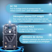 STAHLWERK Saldatrice combinata 4 in 1 DC TIG 200 Puls Pro CUT, inverter digitale IGBT da 200 A con DC TIG | MMA | memoria lavori, funzione impulsi e taglierina al plasma integrata da 40 A
