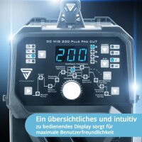 STAHLWERK Spawarka kombinowana 4 w 1 DC TIG 200 Puls Pro CUT, cyfrowy inwertor IGBT 200 A z pamiecia zadan DC TIG | MMA |, funkcja pulsu i zintegrowana przecinarka plazmowa 40 A.