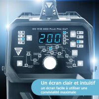 STAHLWERK Saldatrice combinata 4 in 1 DC TIG 200 Puls Pro CUT, inverter digitale IGBT da 200 A con DC TIG | MMA | memoria lavori, funzione impulsi e taglierina al plasma integrata da 40 A