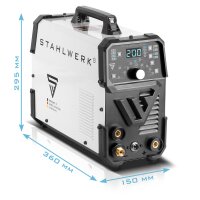 STAHLWERK 4-i-1 kombinationssvets DC TIG 200 Pulse Pro CUT, digital 200 A IGBT-inverter med DC TIG | MMA | Pulse-funktion och integrerad 40 A plasmask&auml;rare