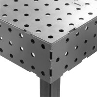 Zestaw stołu spawalniczego STAHLWERK 3D, st&oacute;ł montażowy z systemem otwor&oacute;w D16 i blatem roboczym 6 mm jako zestaw do samodzielnego montażu w 12-częściowym zestawie z regulowanym ogranicznikiem, zaciskiem śrubowym, śrubą ograniczającą z zabezpieczeniem prz